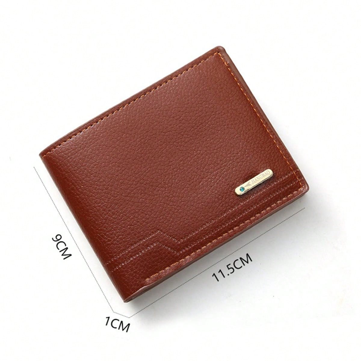 1pc New Men's Short Wallet, Fashionable & Casual Lychee Texture Soft Leather, Multiple Card Slots, High Capacity & Compact