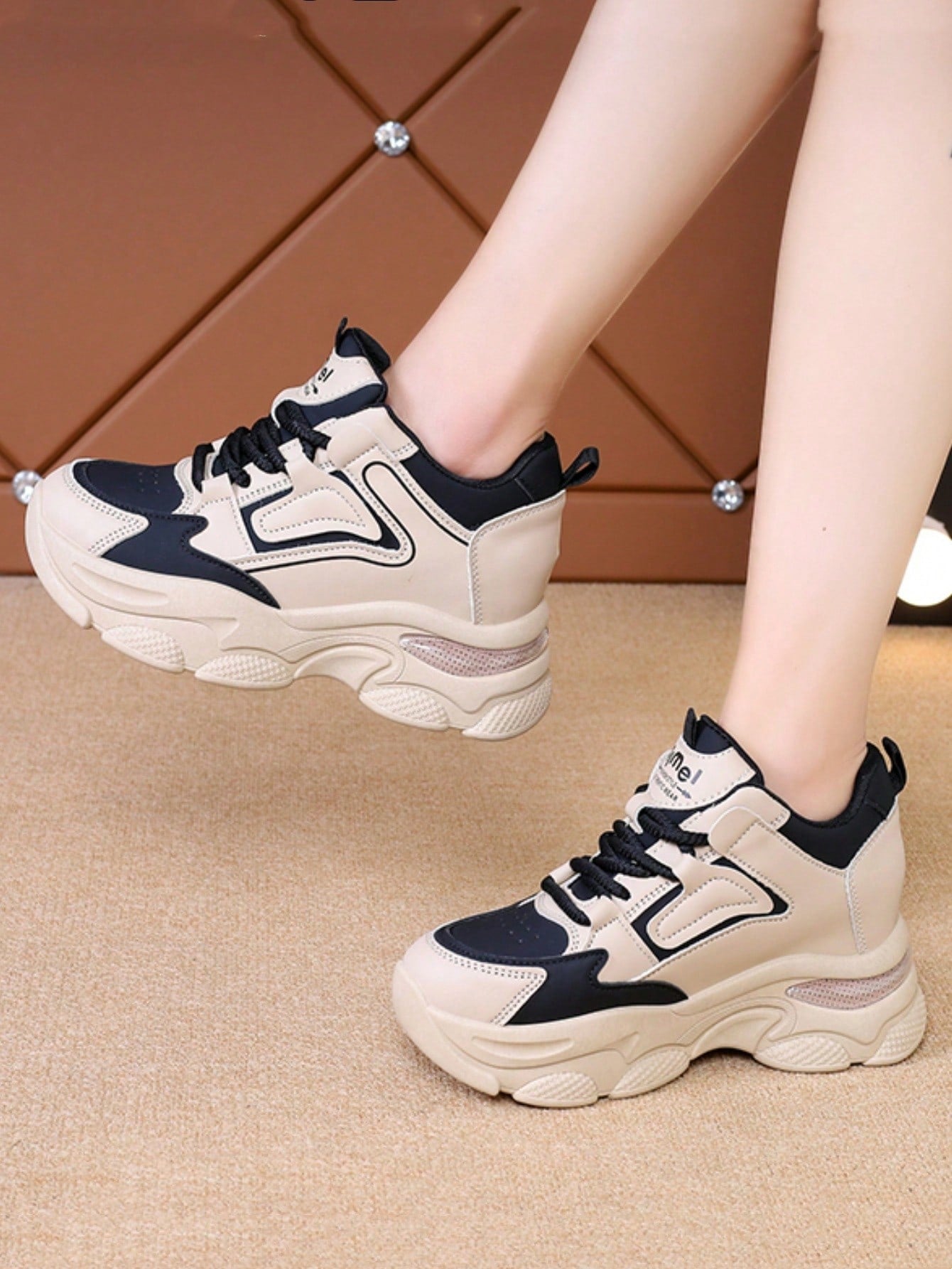 Women's New Style Thick Sole Sneakers, High-Grade, Sports & Leisure, Elevator Platform Shoes For Short Height