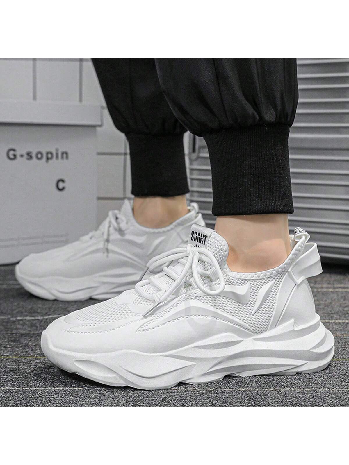 New Men's Shoes, Winter Korean-Style Fashionable Thick-Soled Sneakers, Breathable Mesh Chunky Shoes For Sports And Leisure