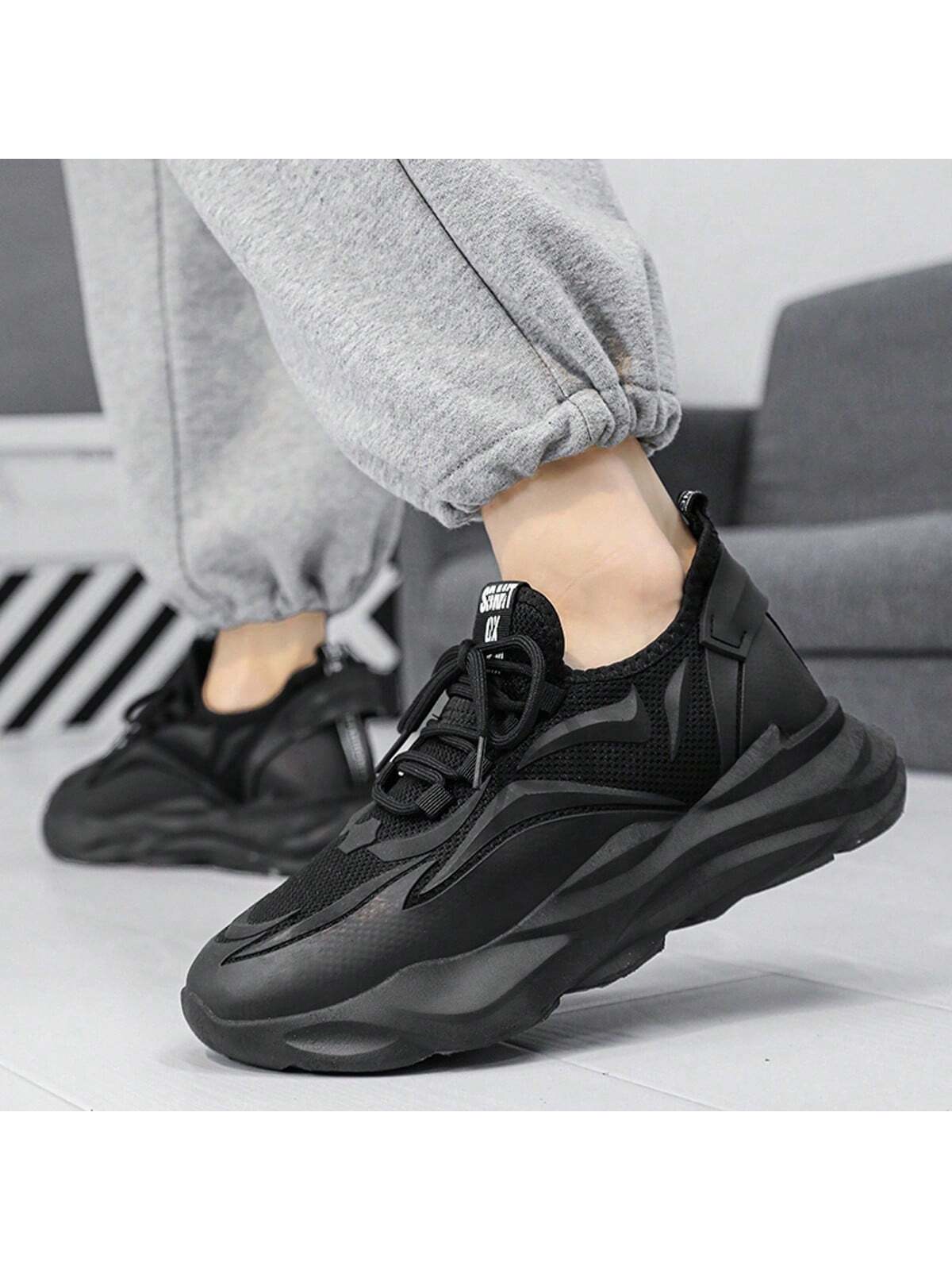 New Men's Shoes, Winter Korean-Style Fashionable Thick-Soled Sneakers, Breathable Mesh Chunky Shoes For Sports And Leisure