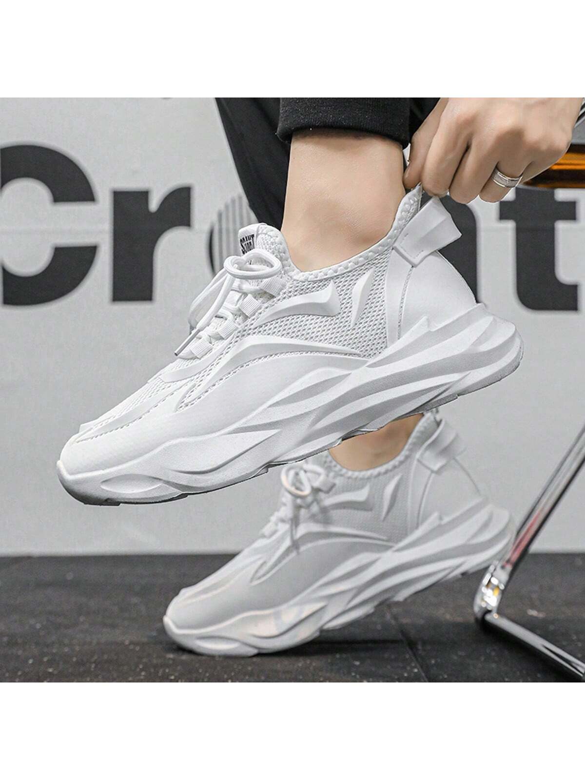 New Men's Shoes, Winter Korean-Style Fashionable Thick-Soled Sneakers, Breathable Mesh Chunky Shoes For Sports And Leisure