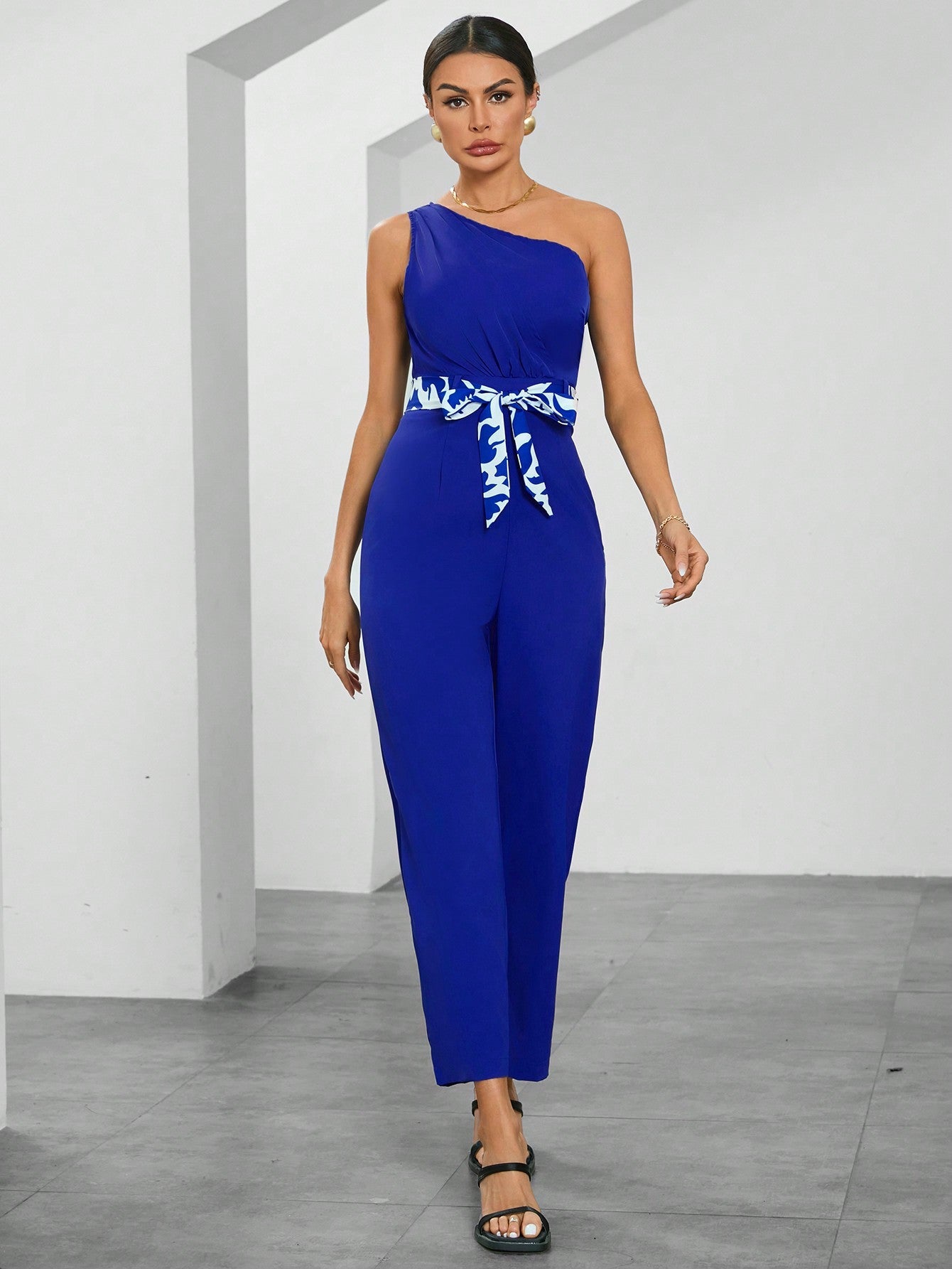 BIZwear Printed Off-Shoulder Women'S Jumpsuit