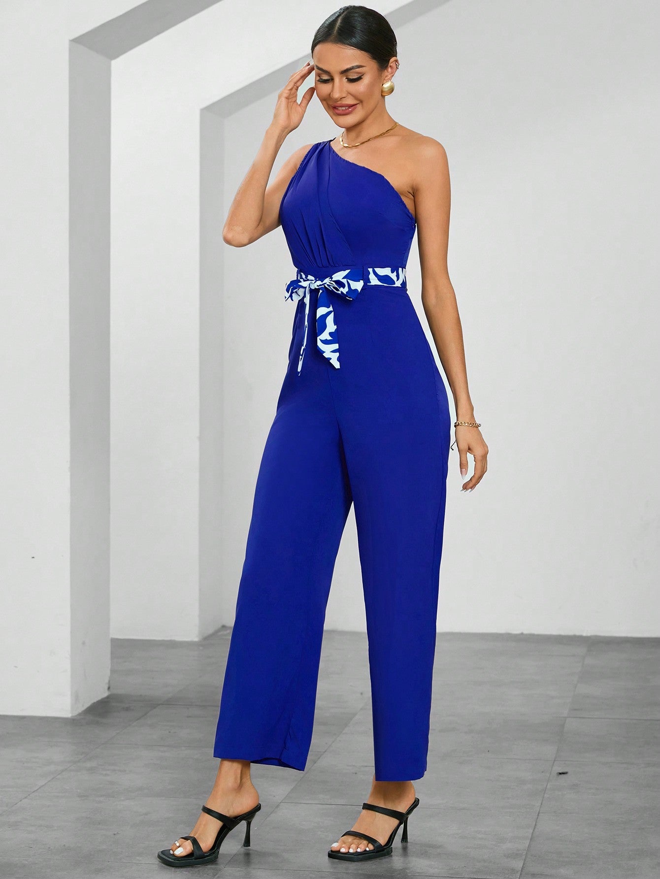 BIZwear Printed Off-Shoulder Women'S Jumpsuit