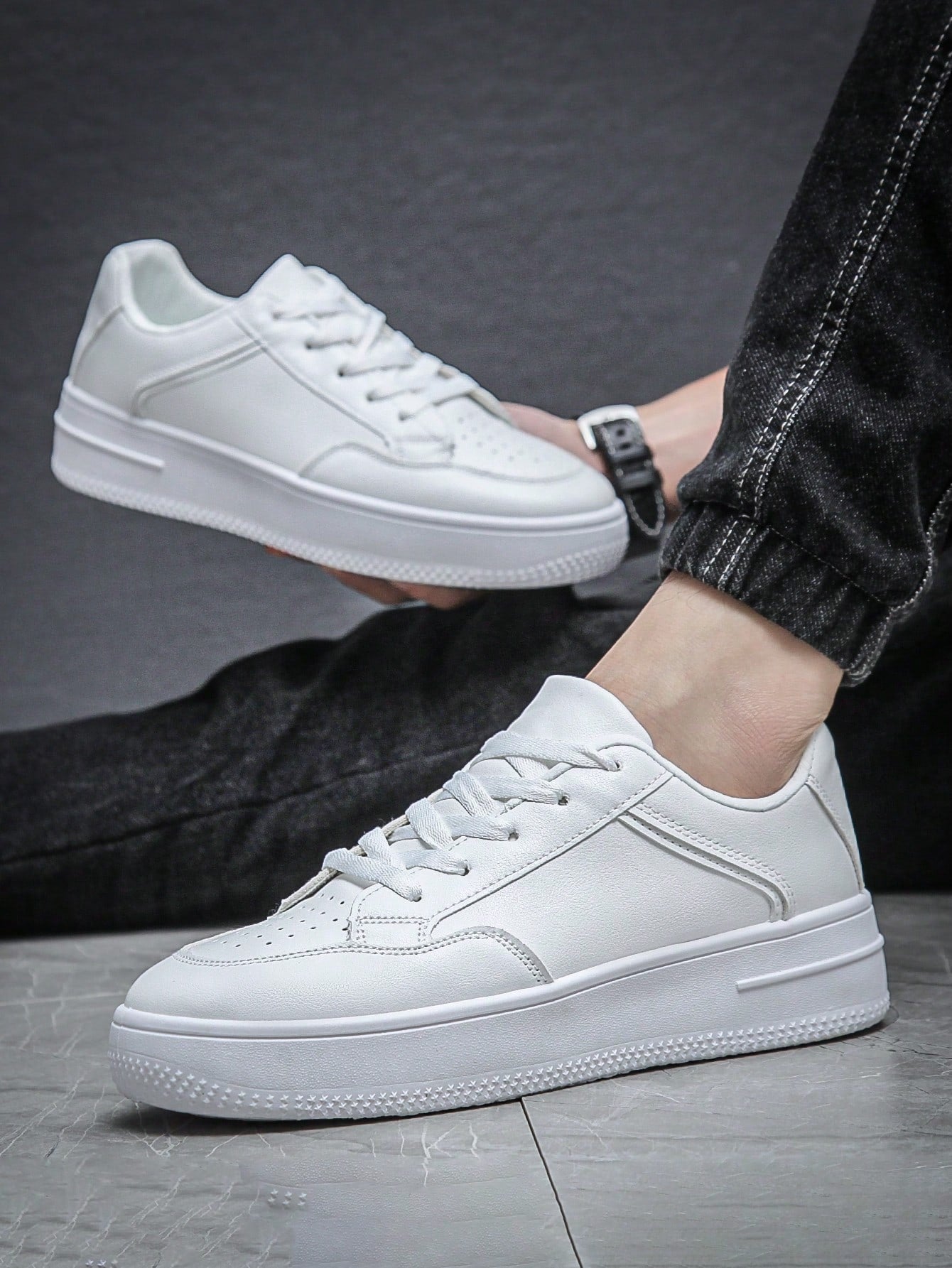 New Fashion Couple Shoes, Breathable Casual Sneakers, Stylish Outdoor White Shoes, Men's Sports Shoes