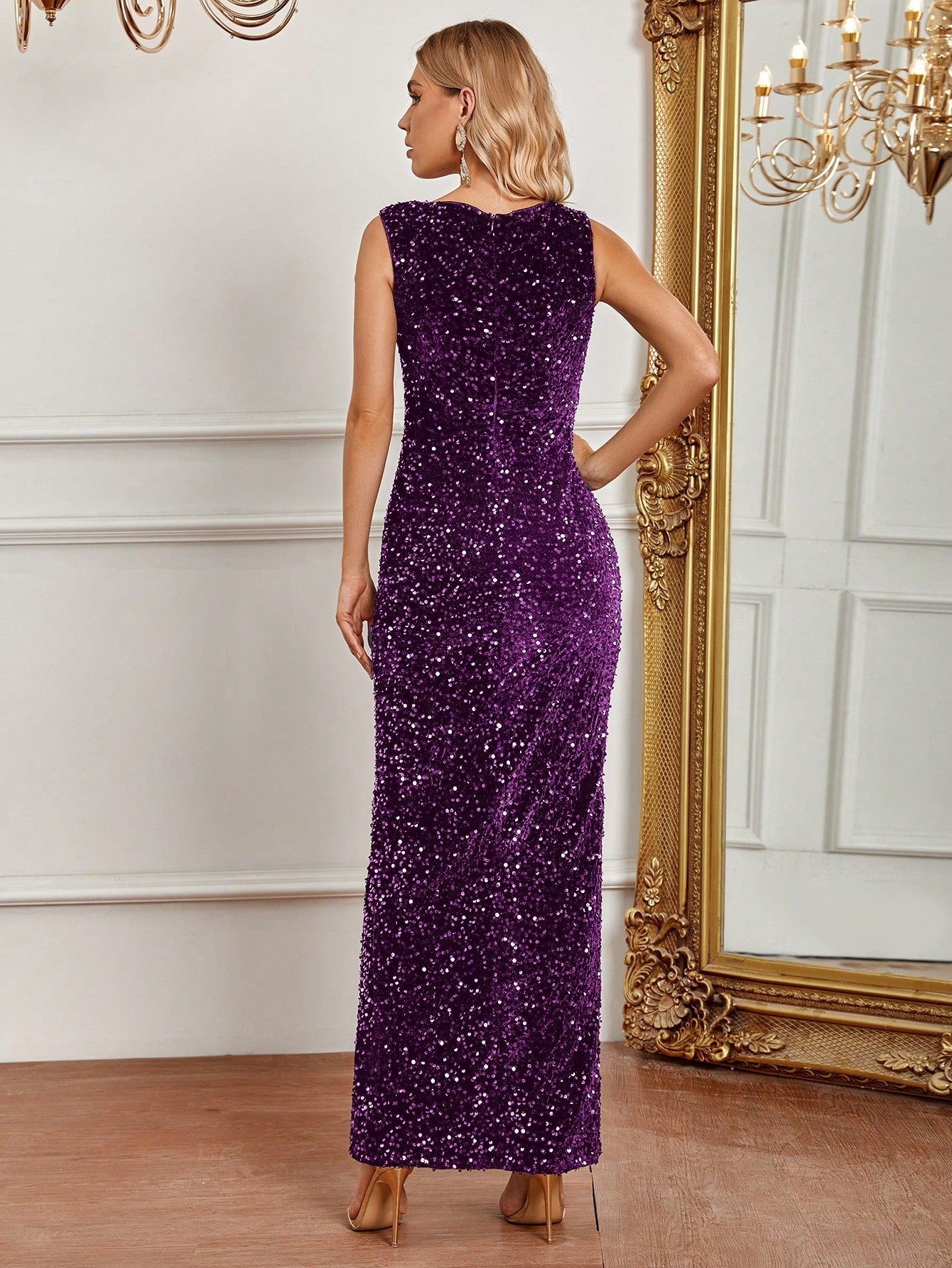 Belle Split Thigh Sequin Formal Dress