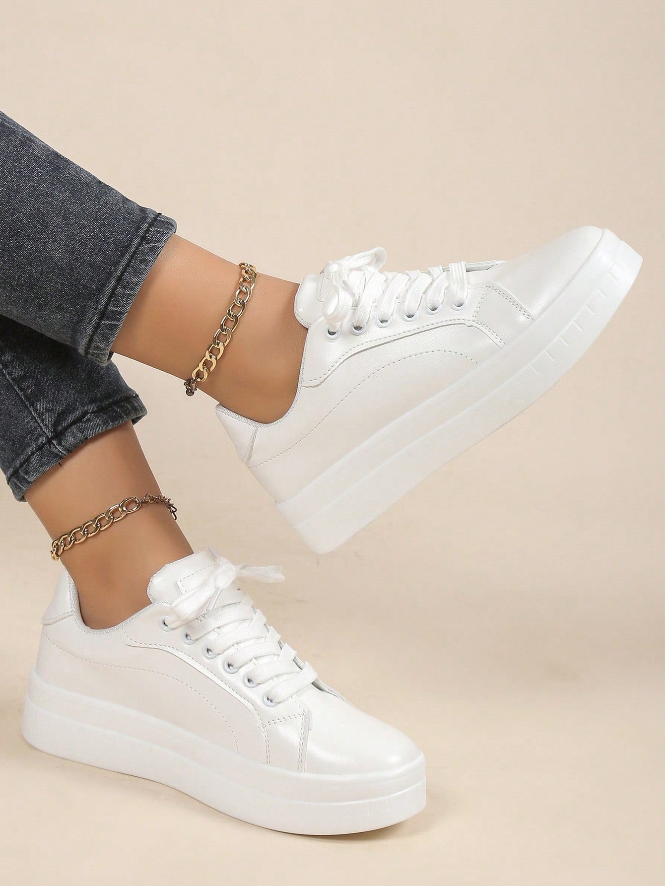 New Style Fashionable All-Match Breathable Flat Casual Shoes, White