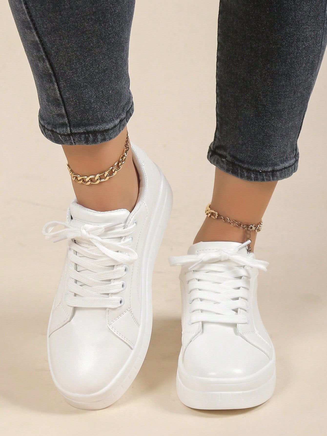 New Style Fashionable All-Match Breathable Flat Casual Shoes, White