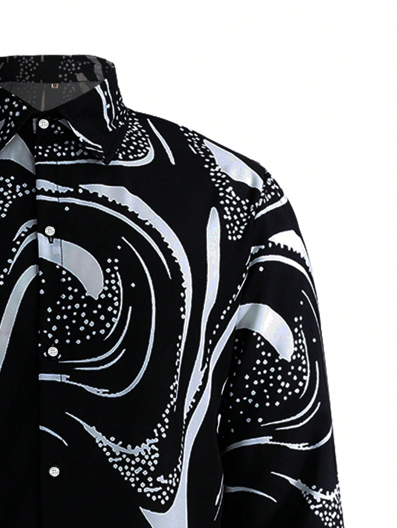 Men's Long Sleeve Abstract Flower Pattern Shirt With Digital Printing