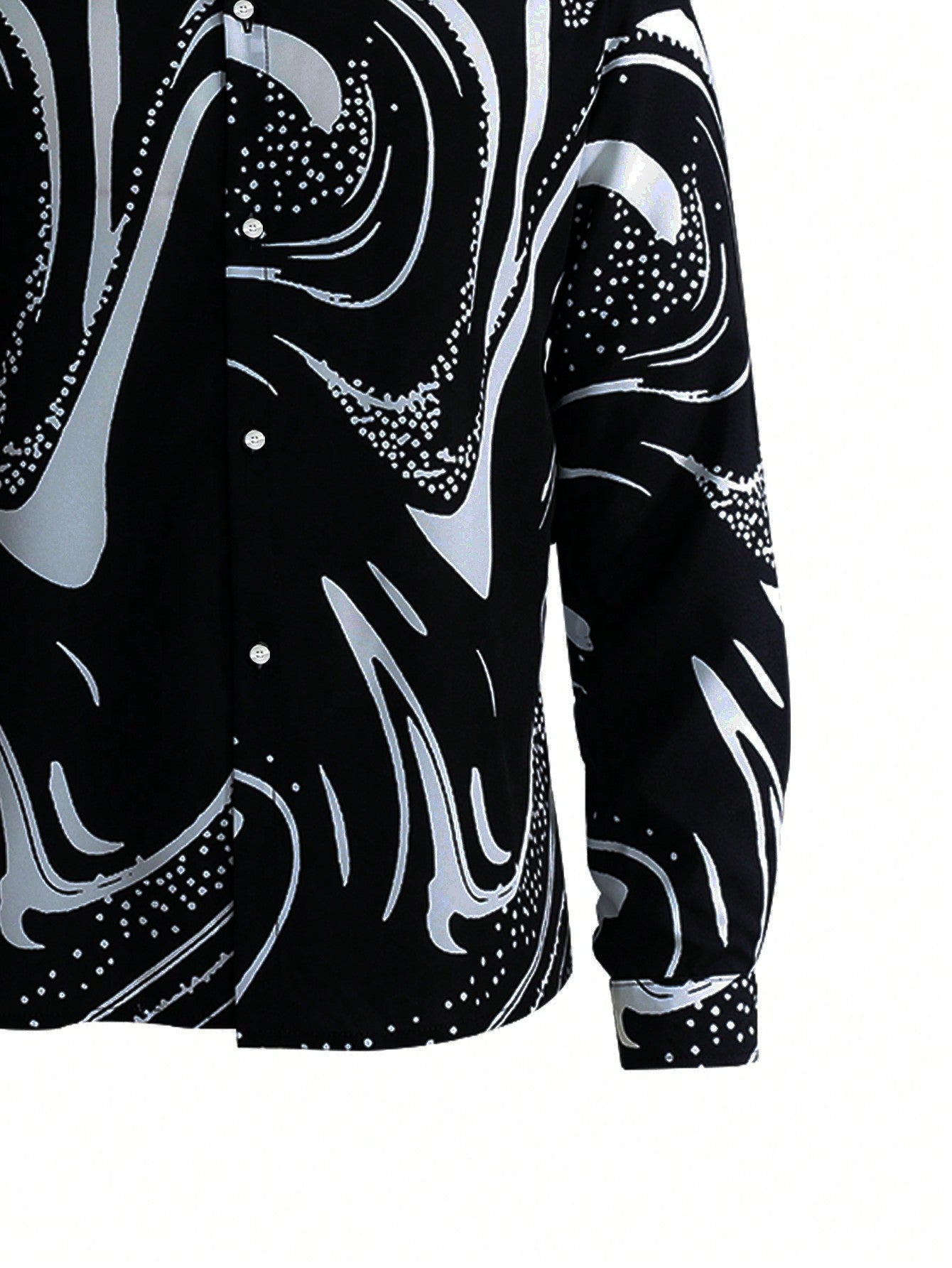 Men's Long Sleeve Abstract Flower Pattern Shirt With Digital Printing