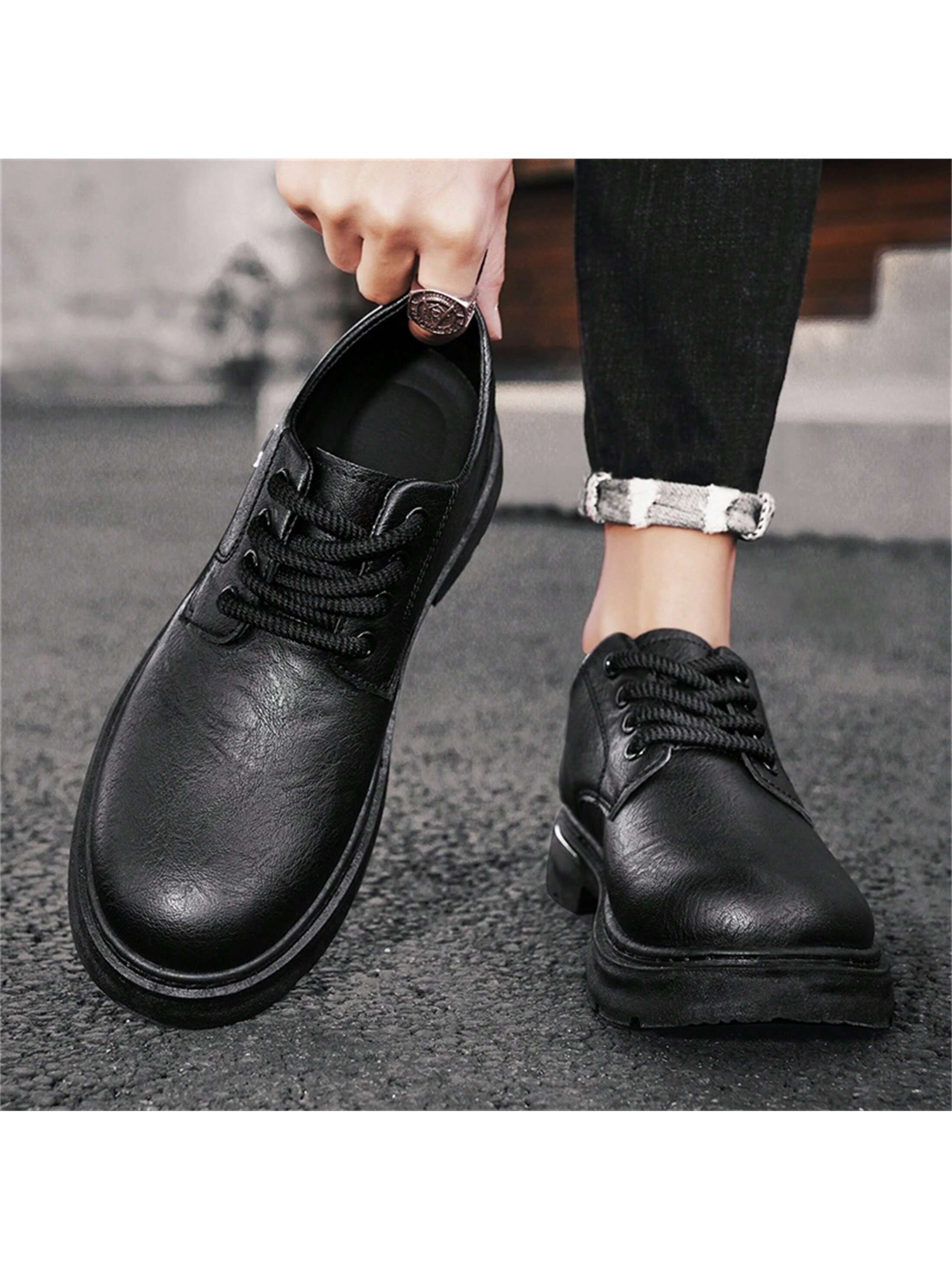 Men's Low-Cut Business Black Retro Casual British Style Shoes