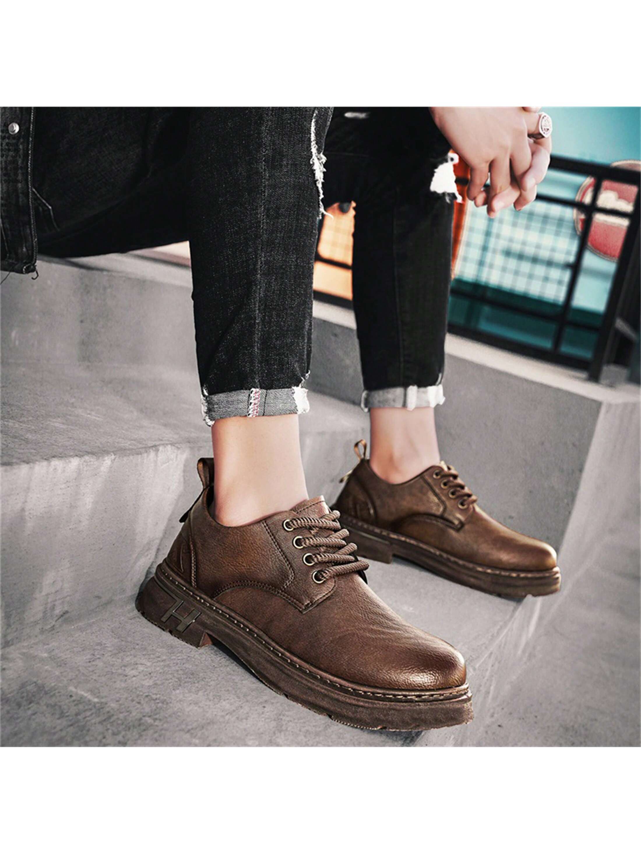 Men's Low-Cut Business Black Retro Casual British Style Shoes