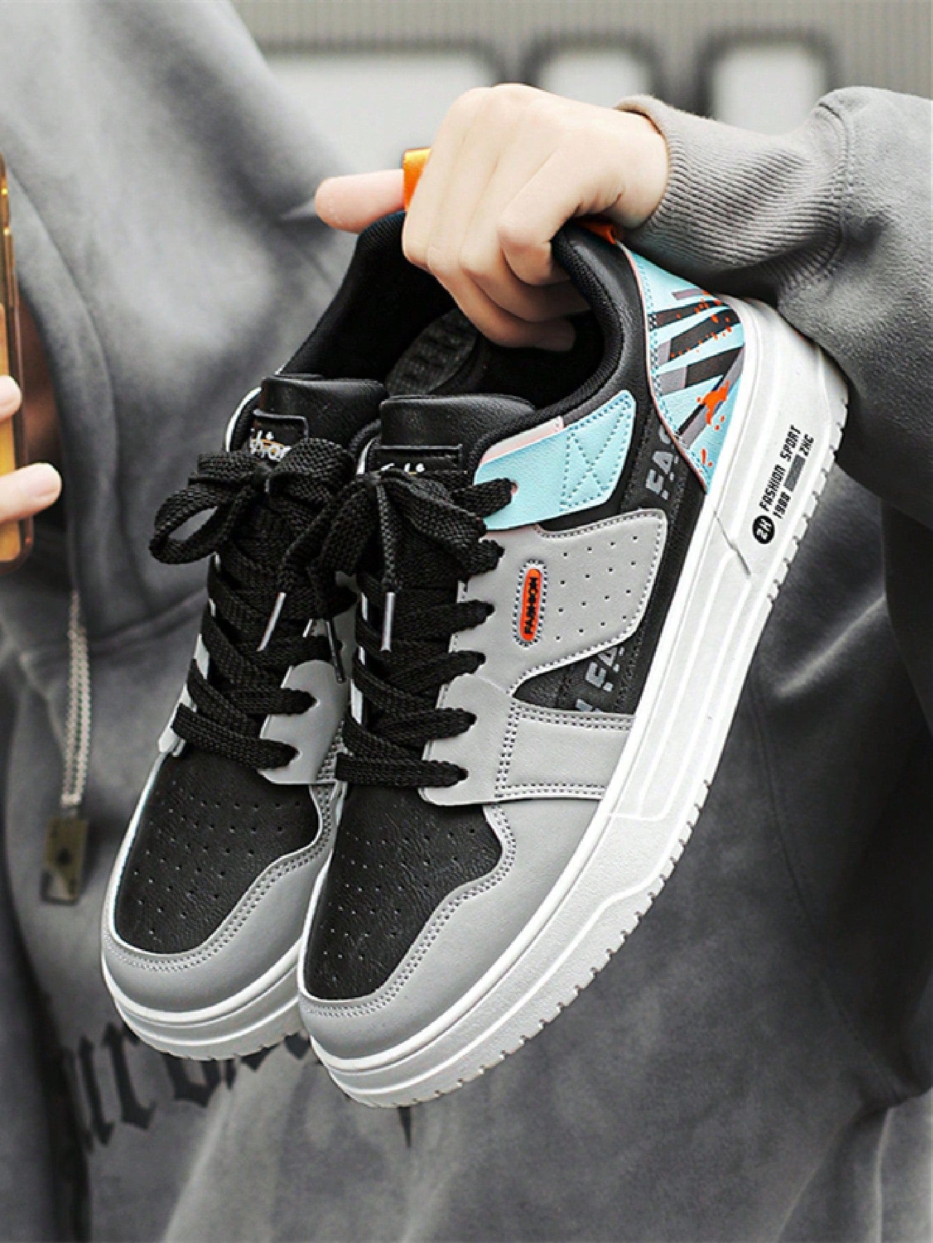 [Random Shoe Upper Lines]New Arrival Men's Leather Spliced Low-Top Color Block Skate Shoes For Students And Daily Wear