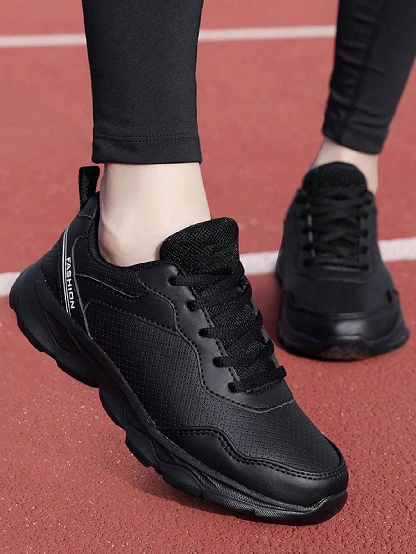 Women's Athletic Sneakers Elastic Soft Bottom Casual Shoes, Black, Slip-Resistant, Waterproof, Lightweight, Running Shoes