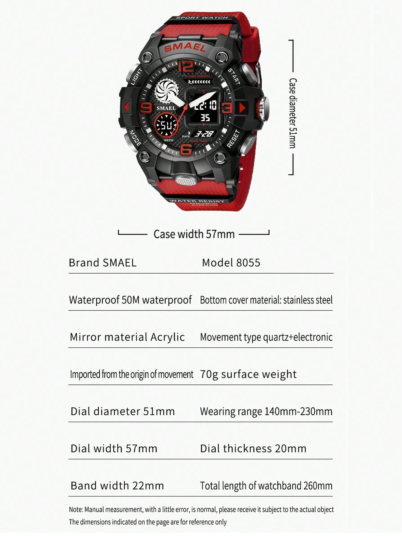 Smael Pointer Dual Display Electronic Sports Watch, Multifunctional Waterproof Watch For Men & Students, Suitable For Outdoor Activities