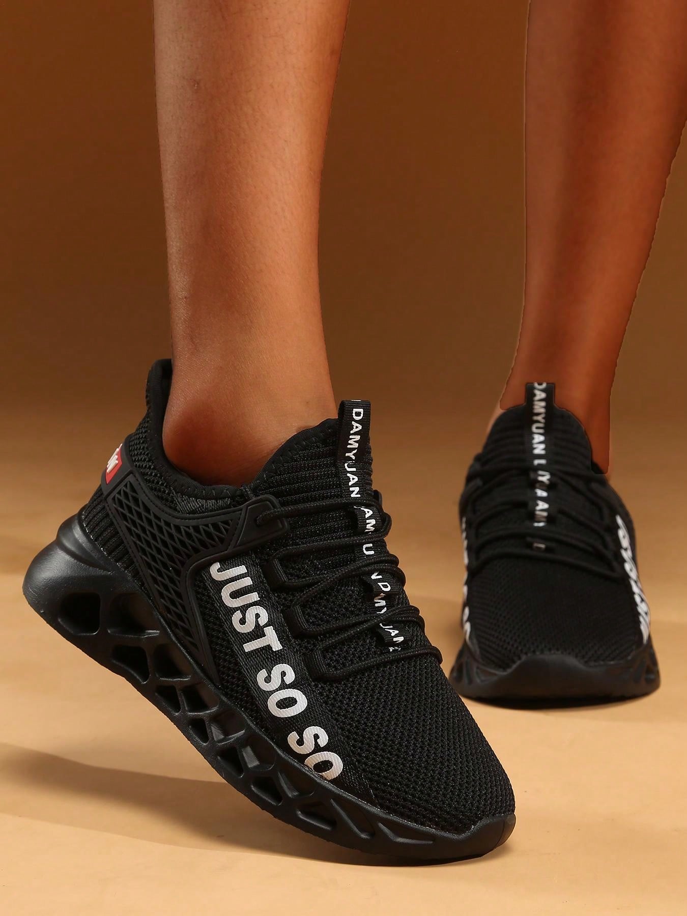 Women's Slip On Sneakers Breathable Mesh Sports Series Fashionable Outdoor Running Shoes Lightweight Casual Sneakers Tennis Walking Shoes Black