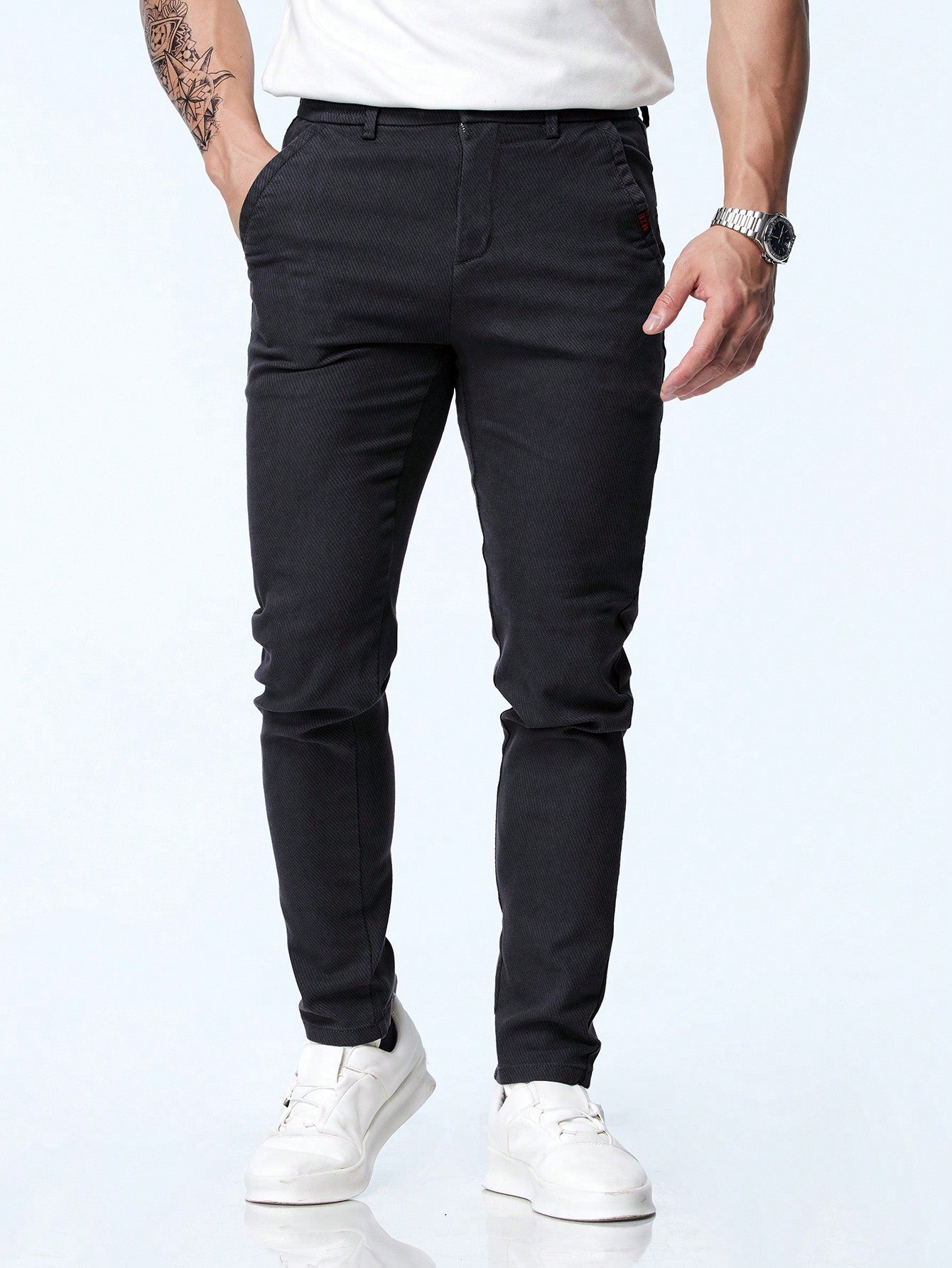 Men's Solid Color Straight Slim Fit Casual Pants