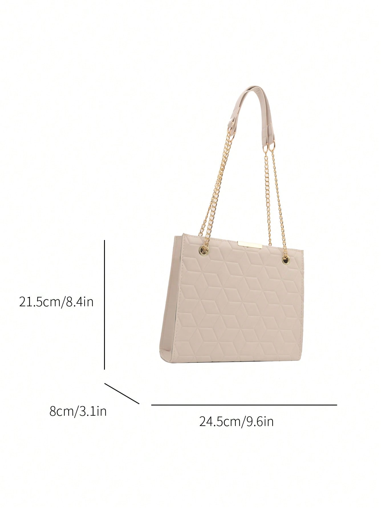 1 Fashionable Solid Color Embossed Square Bag, Zippered Simple Chain Shoulder Bag