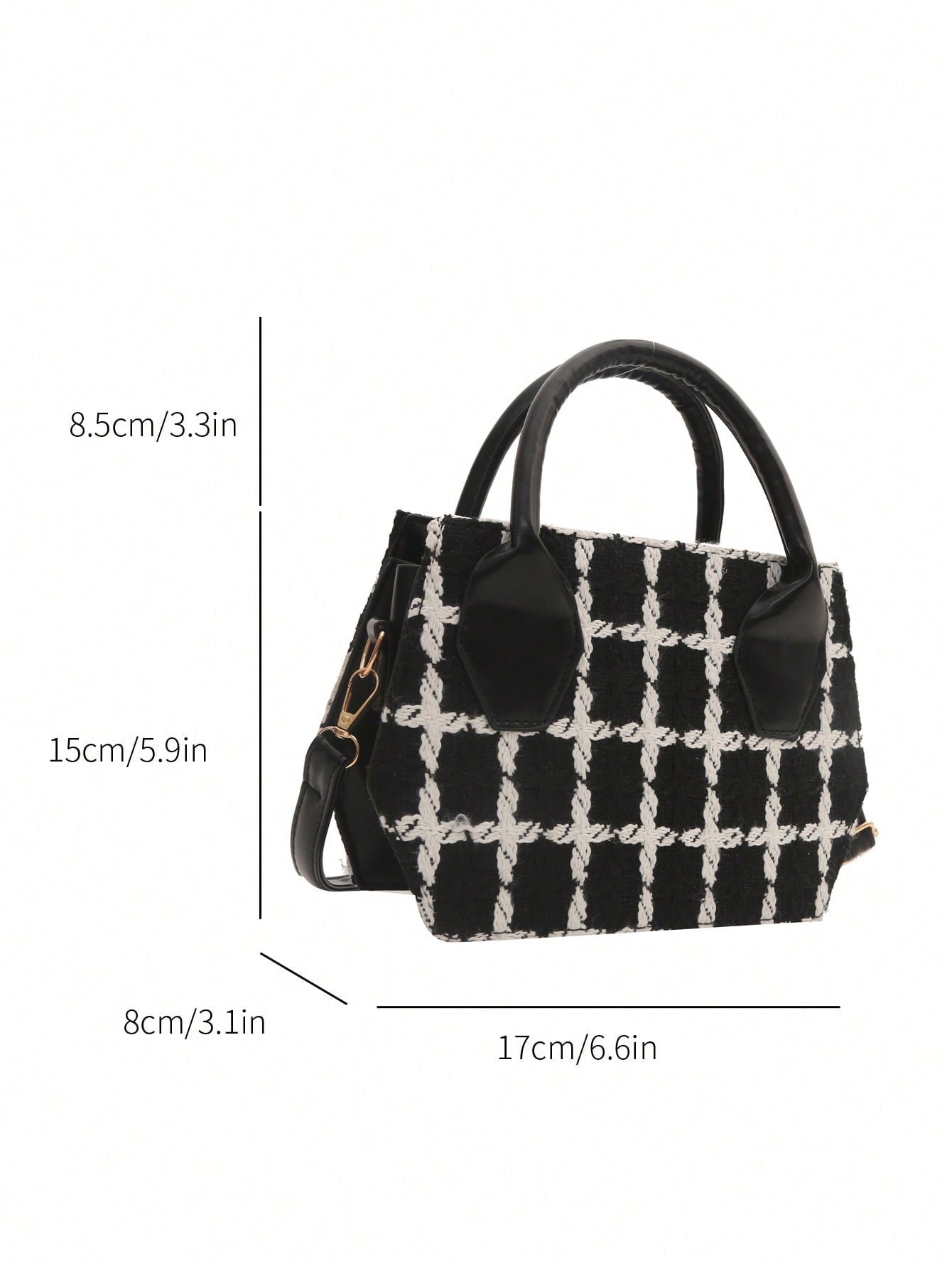 1 Contrasting Color Patchwork Crossbody Bag, Checkered And Adjustable Shoulder Strap Mini Handbag